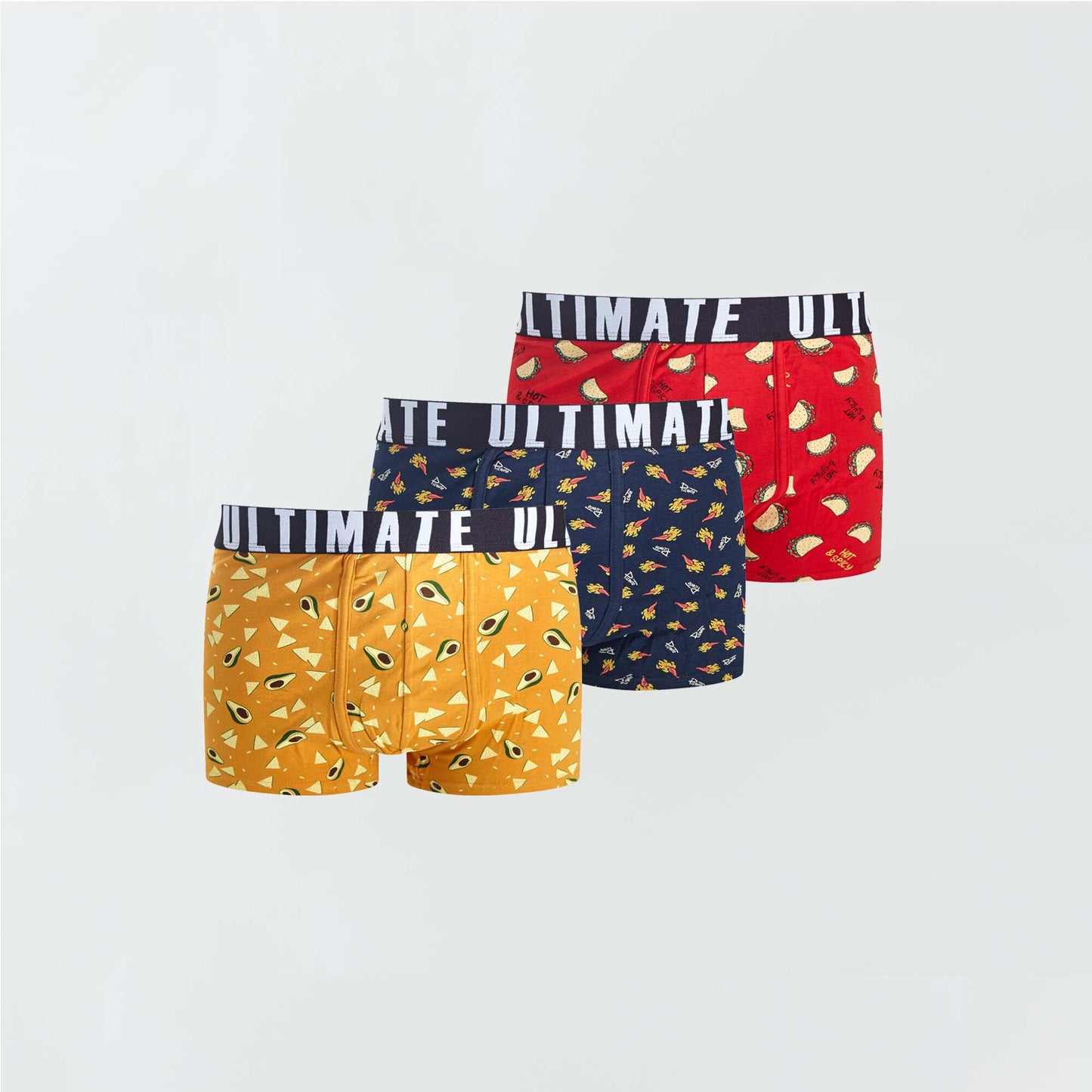 Lot de 3 boxers fantaisie rouge/jaune