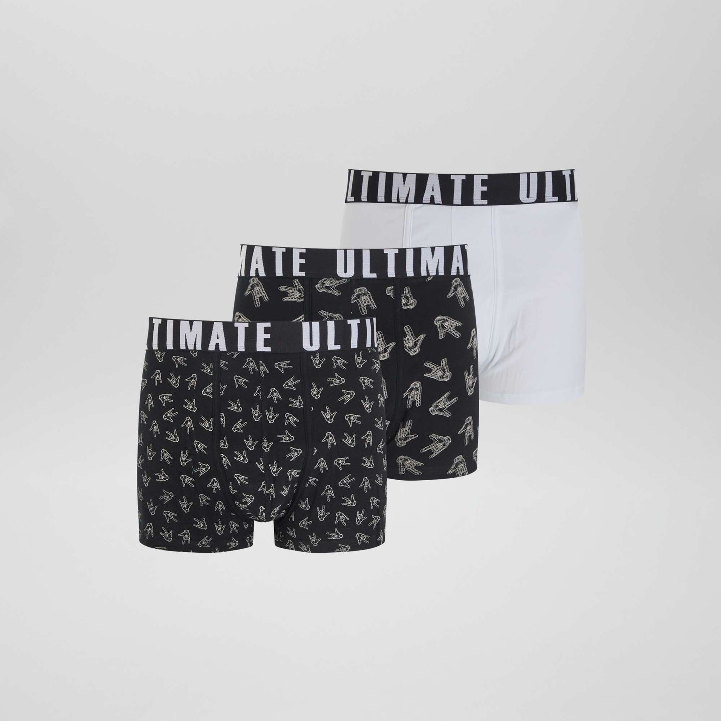 Lot de 3 boxers fantaisie Blanc/noir