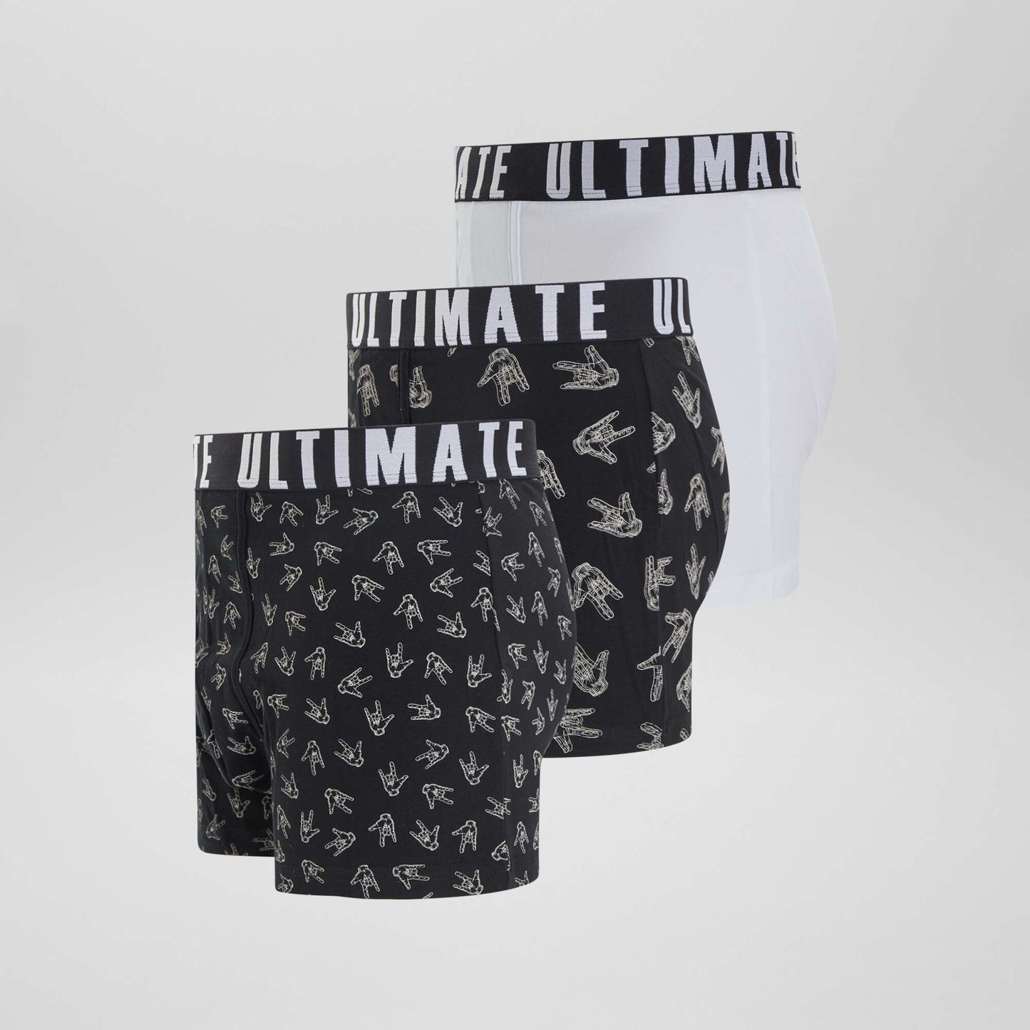 Lot de 3 boxers fantaisie Blanc/noir