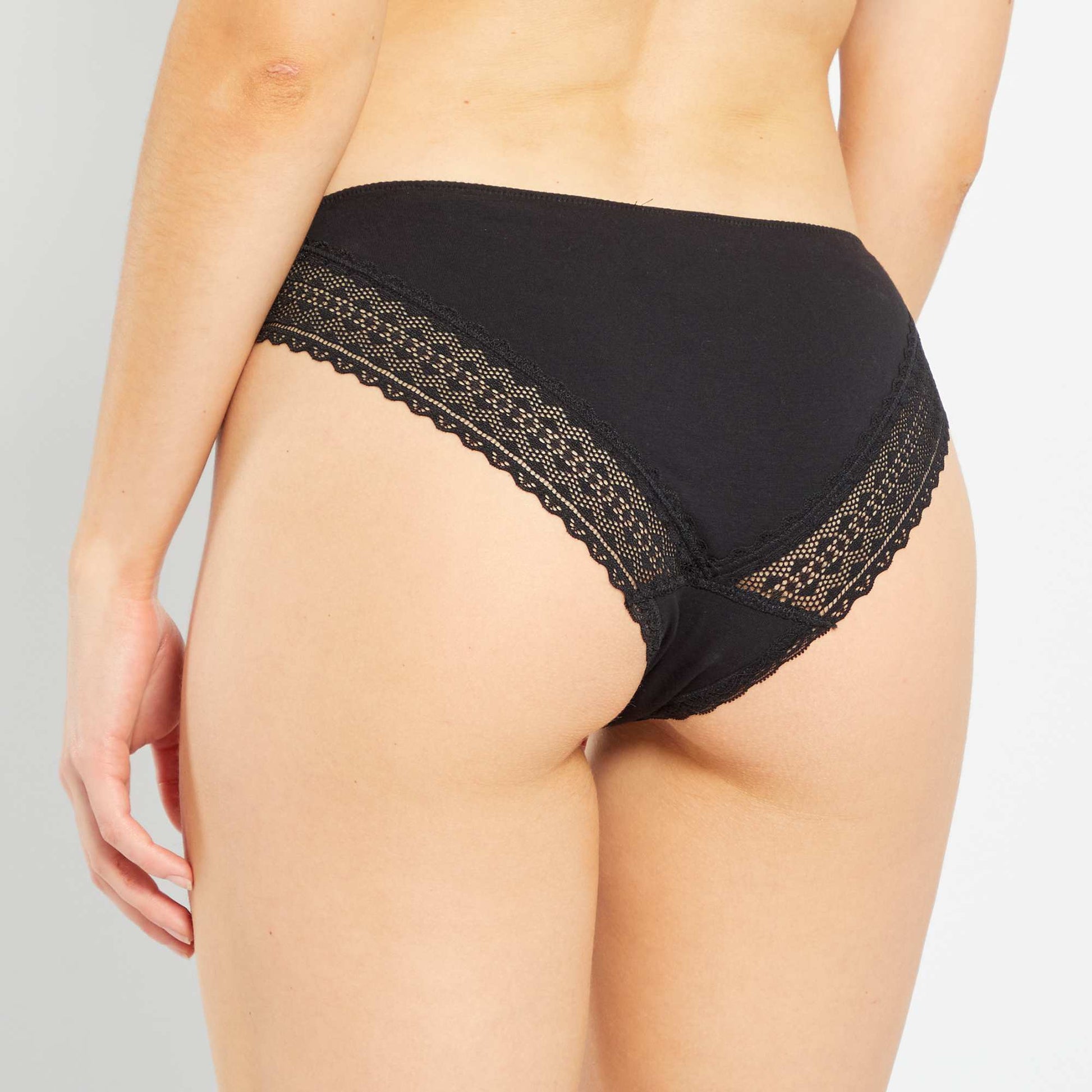 Lot de culottes coton dentelle noir