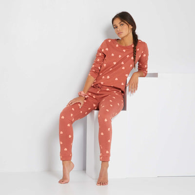 Ensemble en jersey - 2 pi ces brique coeurs