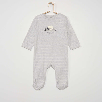 Pyjama long avec imprim gris chat