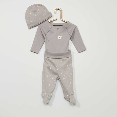 Ensemble 3 pi ces Gris