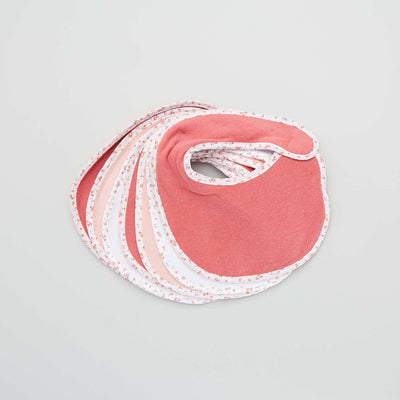 Lot de 7 bavoirs ponge scratch rose