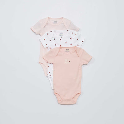 Lot de 3 bodies 'coccinelle' Rose/blanc