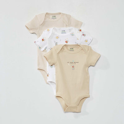 Lot de 3 bodies imprim 'souris' Blanc/beige