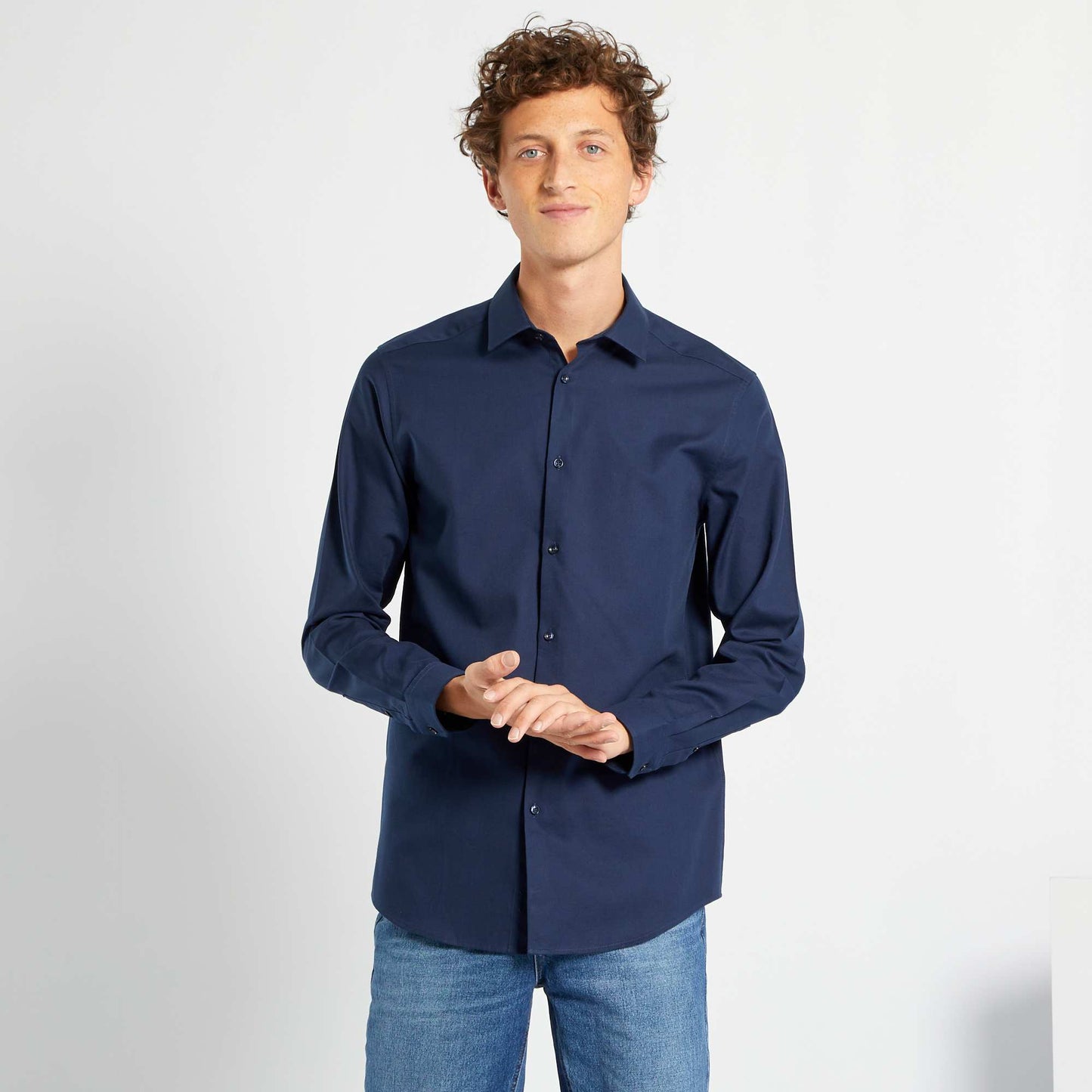 Chemise en oxford bleu noir