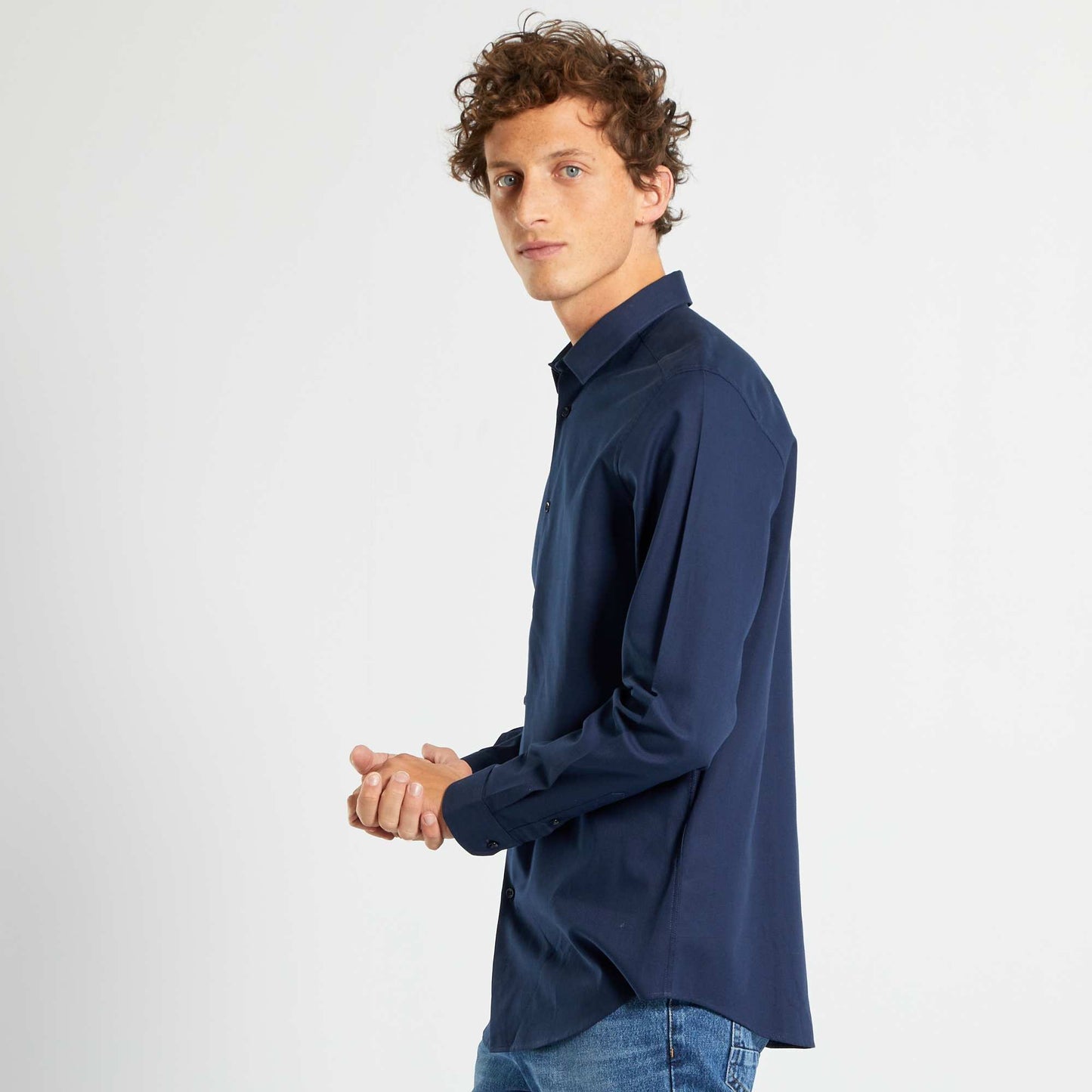 Chemise en oxford bleu noir