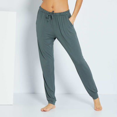 Pantalon de nuit fluide vert gris