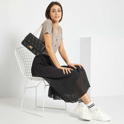 Jupe longue pliss e noir