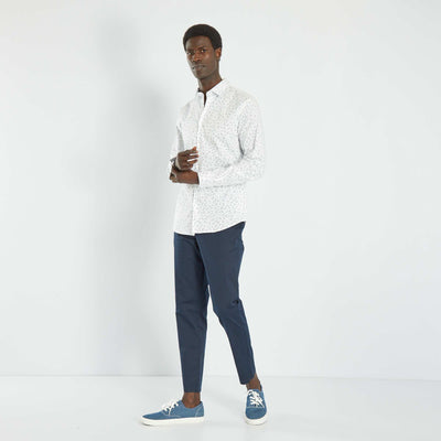 Chemise slim motifs Blanc fleuri