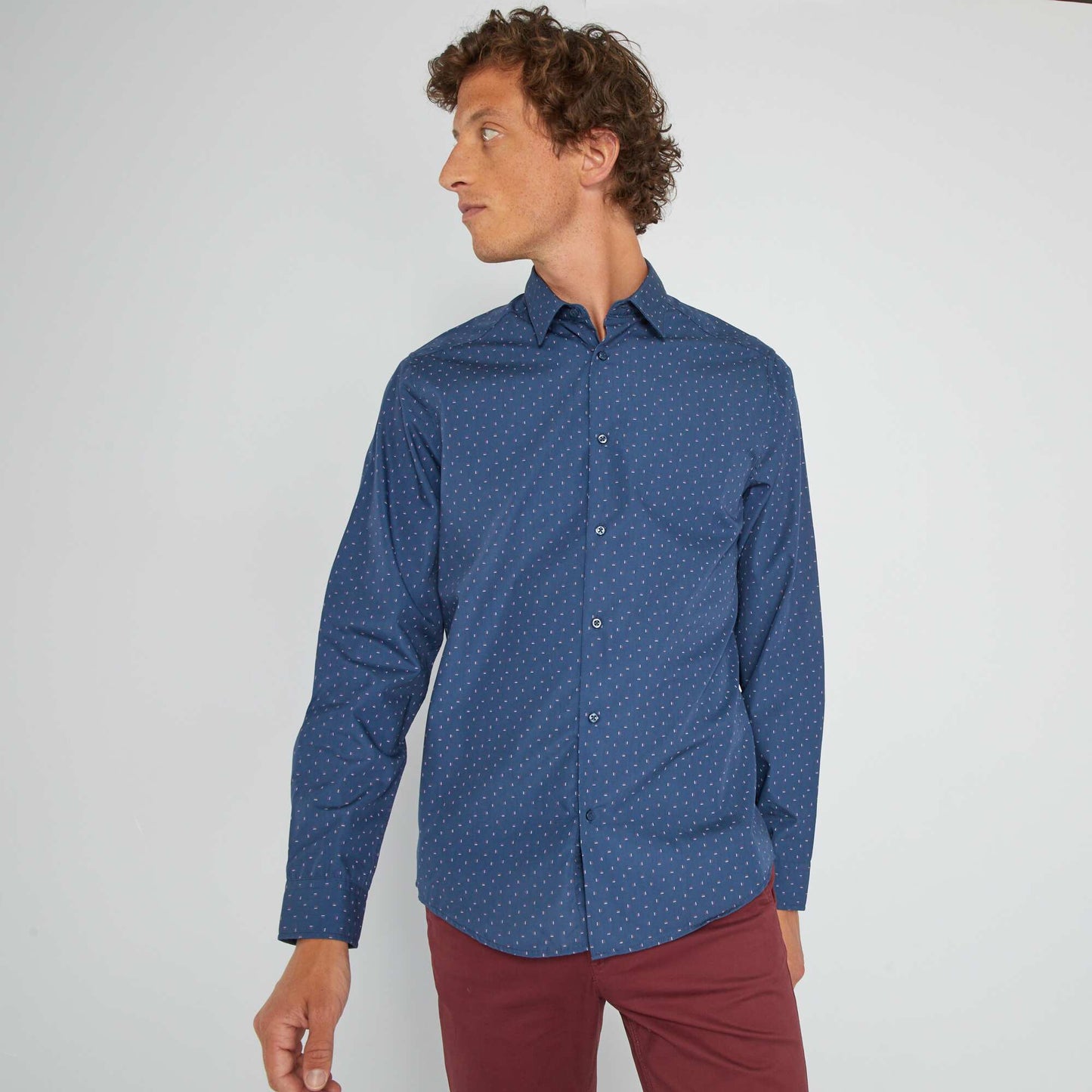 Chemise fantaisie 'sans repassage' Bleu