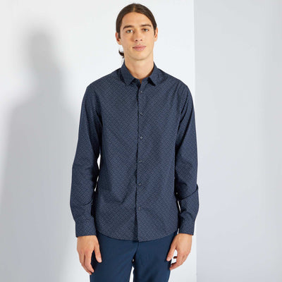 Chemise fantaisie 'sans repassage' Bleu marine