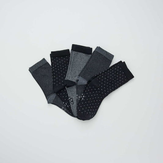 Lot de 5 paires de chaussettes imprim es gris/noir