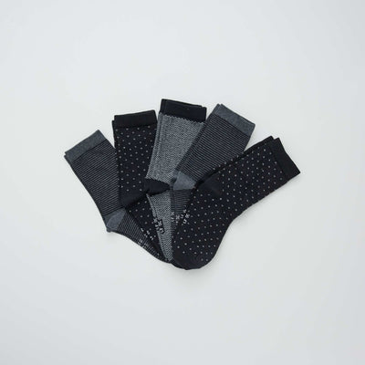 Lot de 5 paires de chaussettes imprim es gris/noir