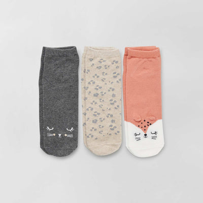 Lot de 3 paires de chaussettes fantaisies rose/beige/gris
