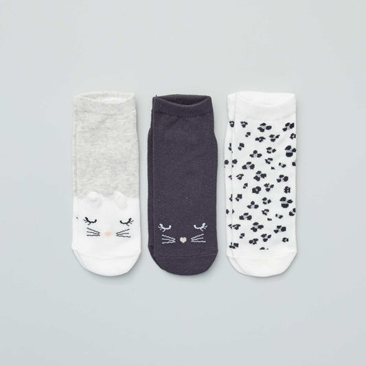Lot de 3 paires de chaussettes fantaisies chat