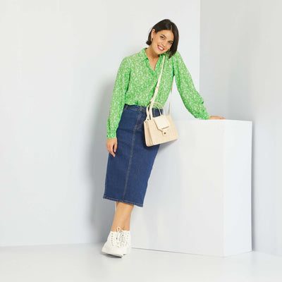 Jupe crayon en denim Bleu brut