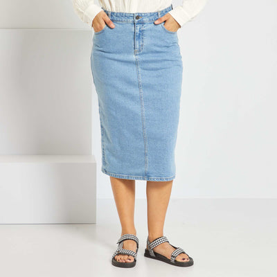 Jupe crayon en denim Bleu double stone