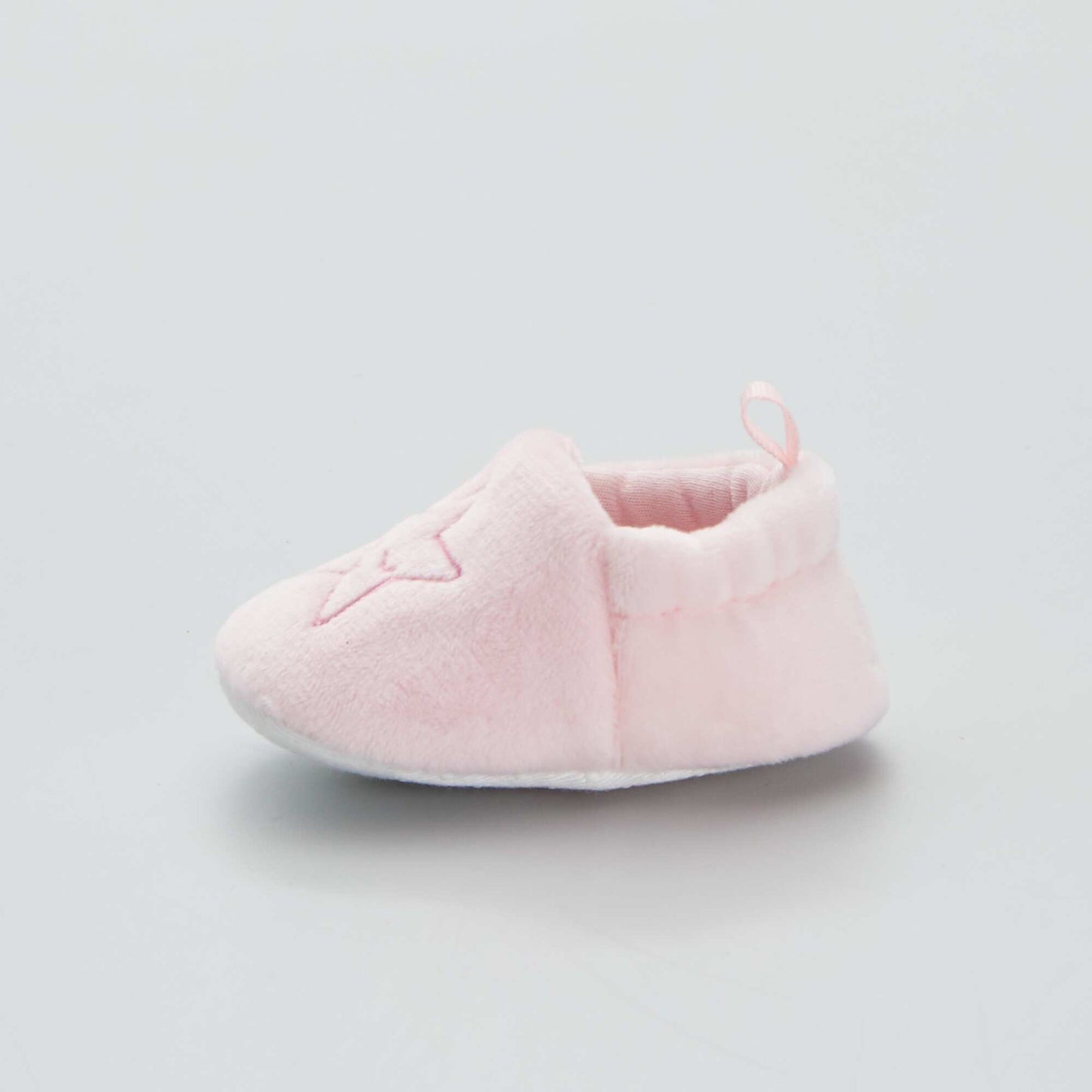 Chaussons b b brod - toile rose
