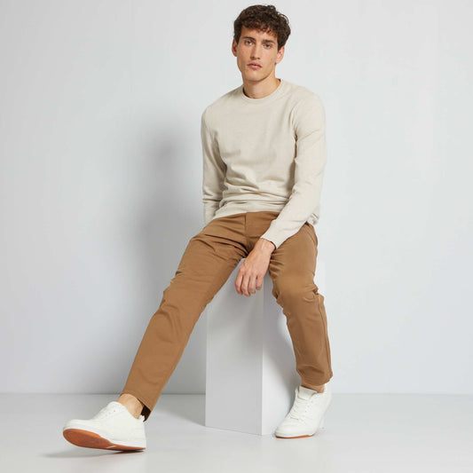 Pull uni col rond Beige