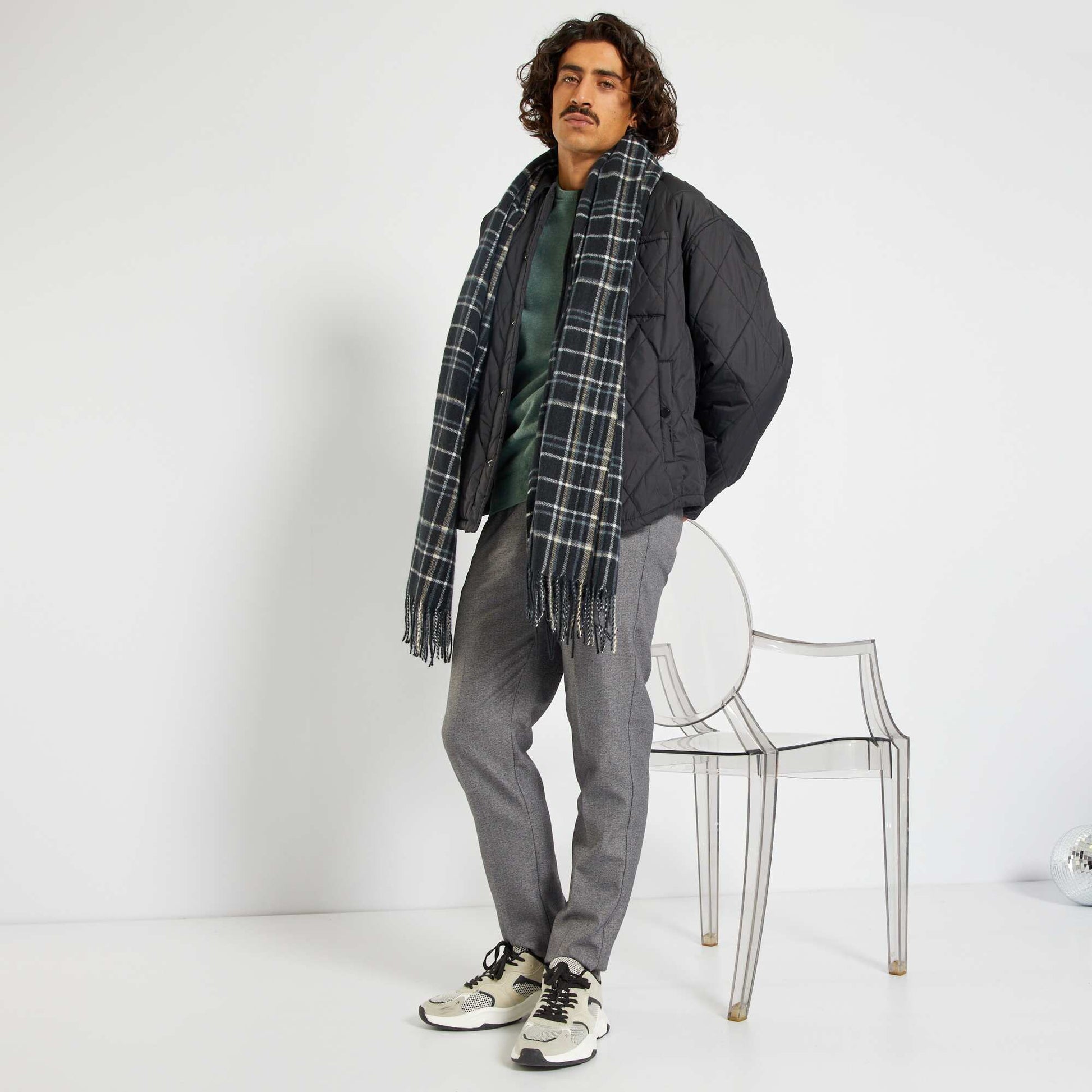Pull uni col rond Kaki