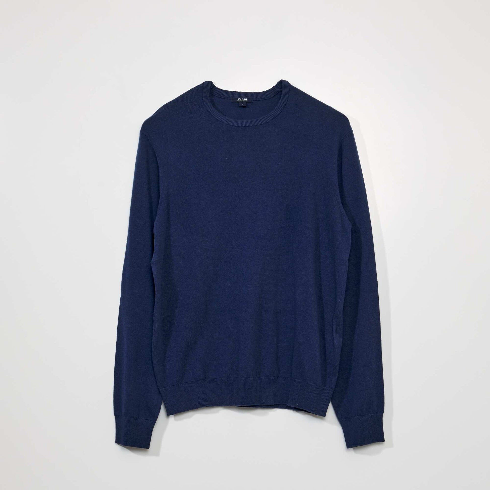 Pull uni col rond Bleu