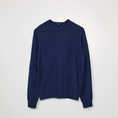 Pull uni col rond Bleu