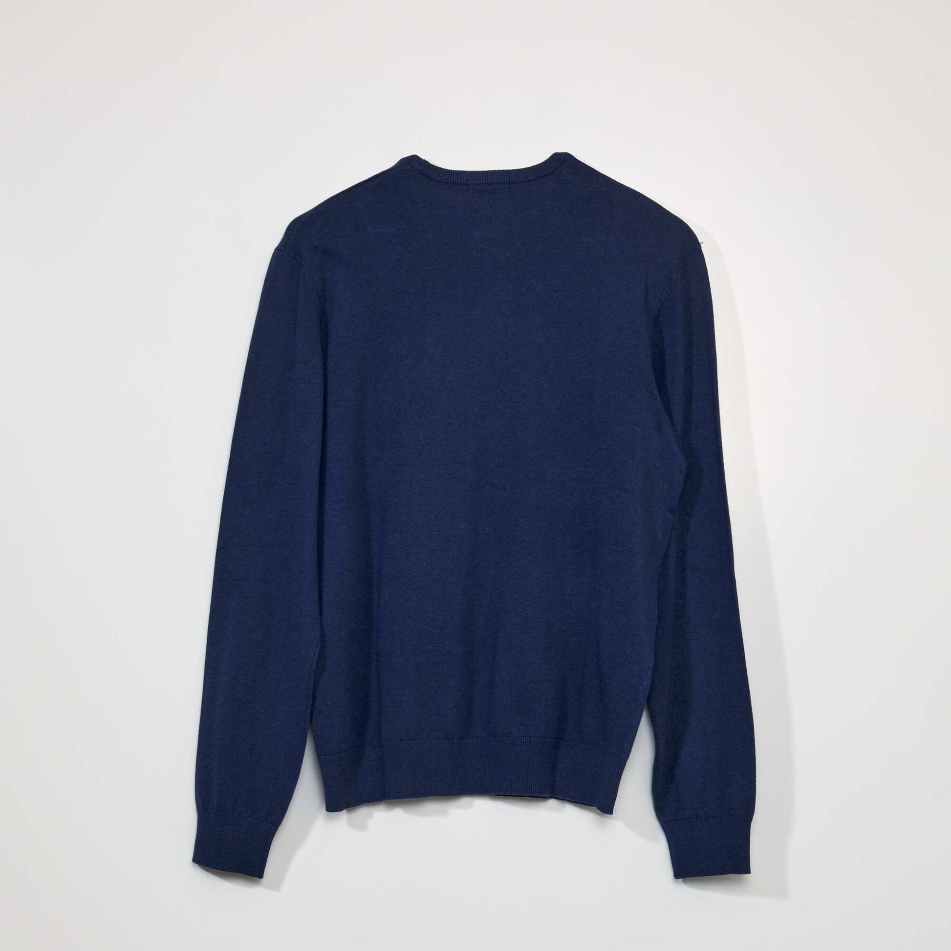 Pull uni col rond Bleu