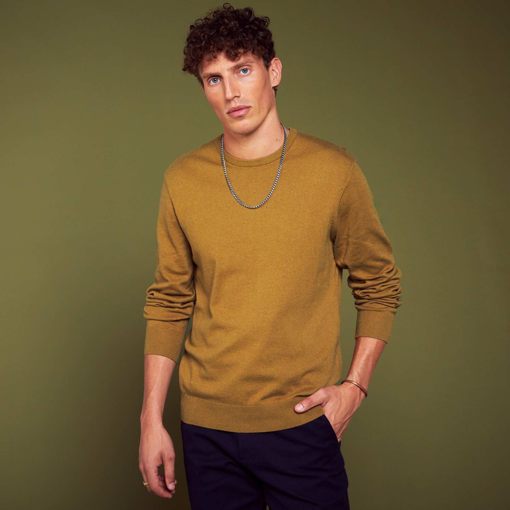 Pull uni col rond JAUNE CHIN