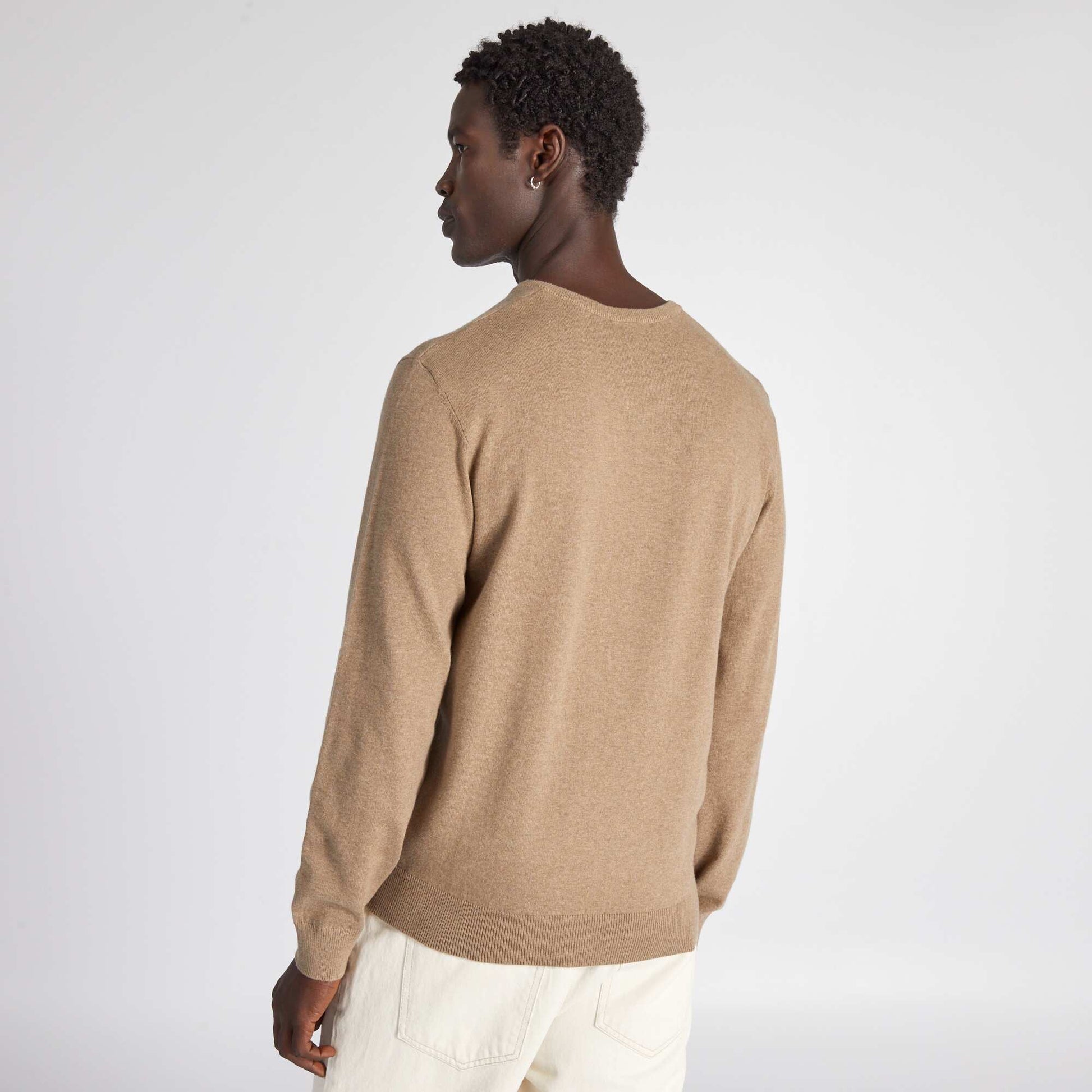 Pull basique en maille unie beige chin