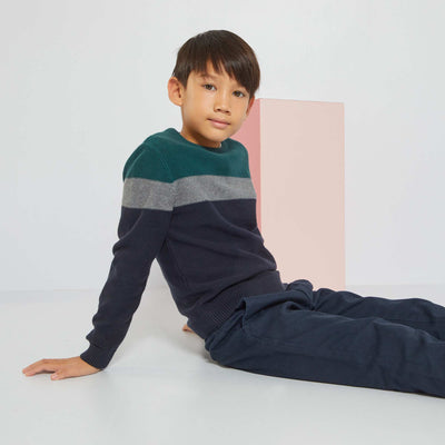 Pull en maille color-block Vert