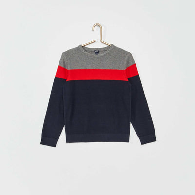 Pull en maille color-block Gris