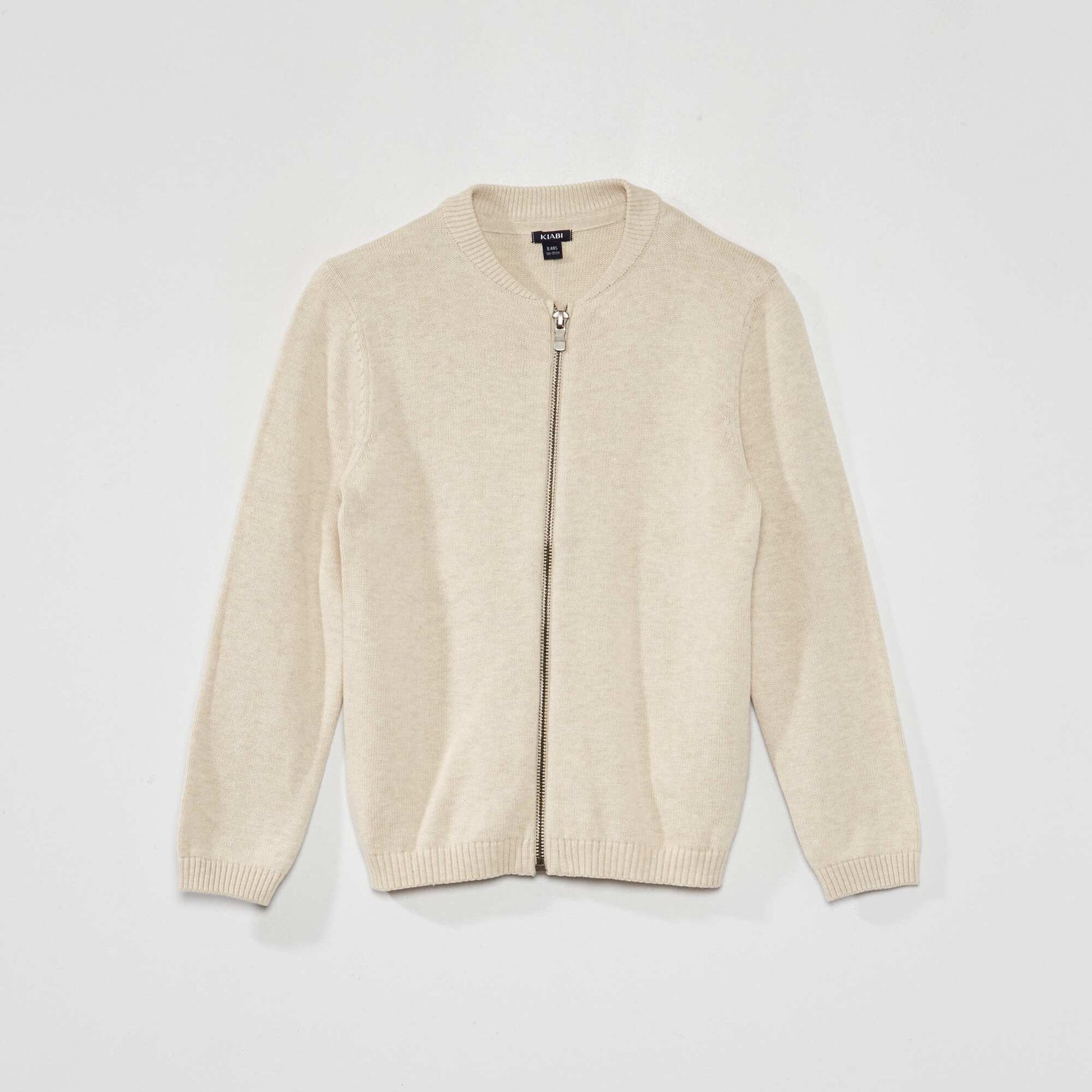 Gilet zipp en maille Beige