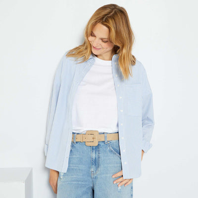 Chemise unie en popeline Bleu ray