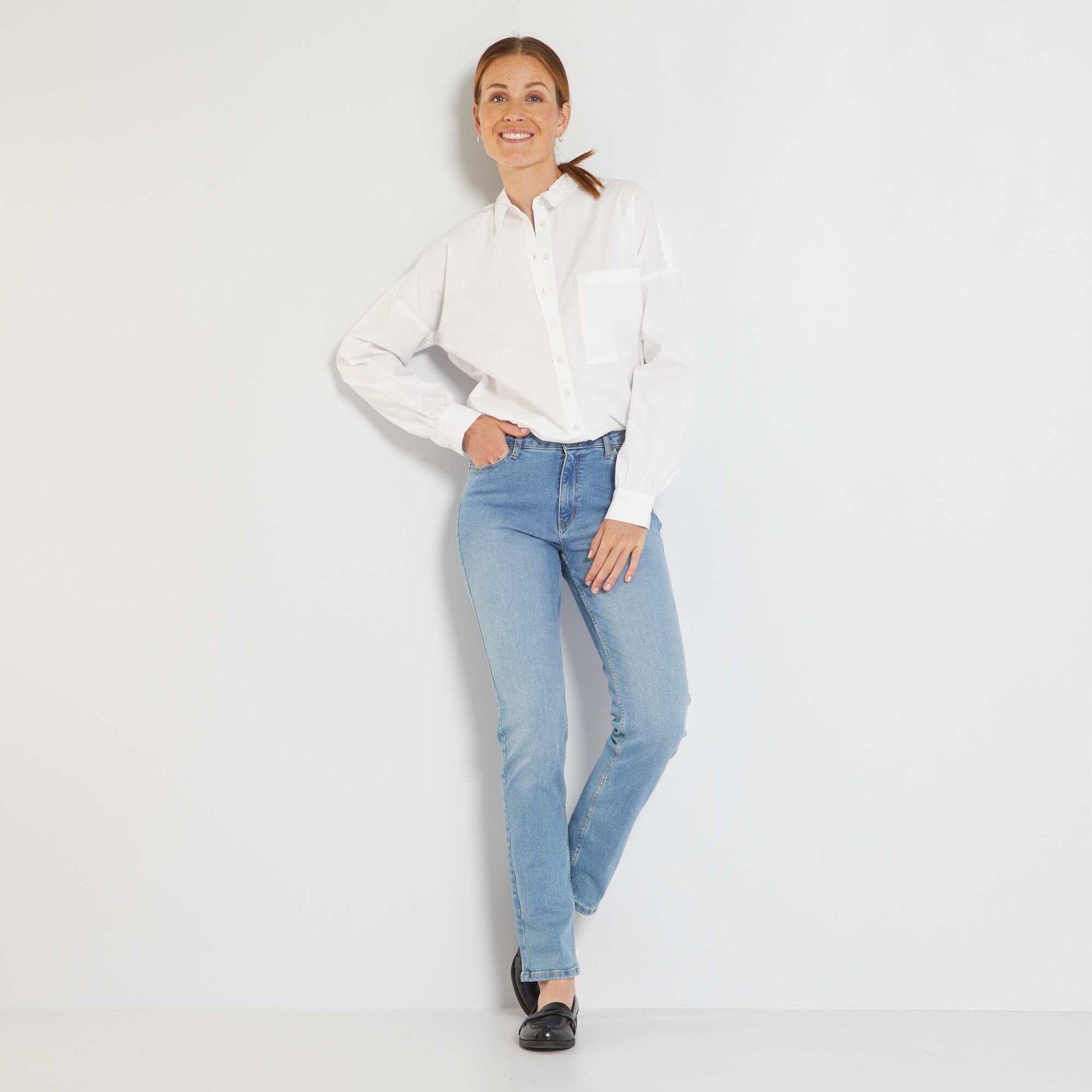 Chemise unie en popeline blanc