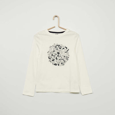 T-Shirt manches longues imprim Blanc