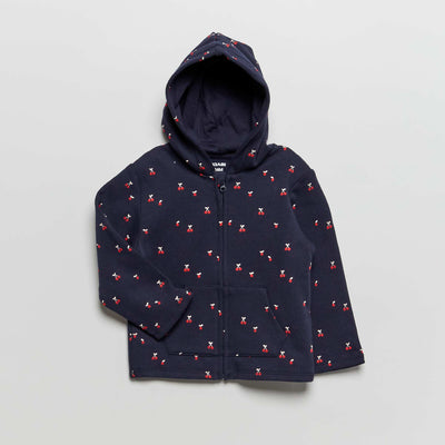 Sweat zipp en molleton Bleu 'cerise'