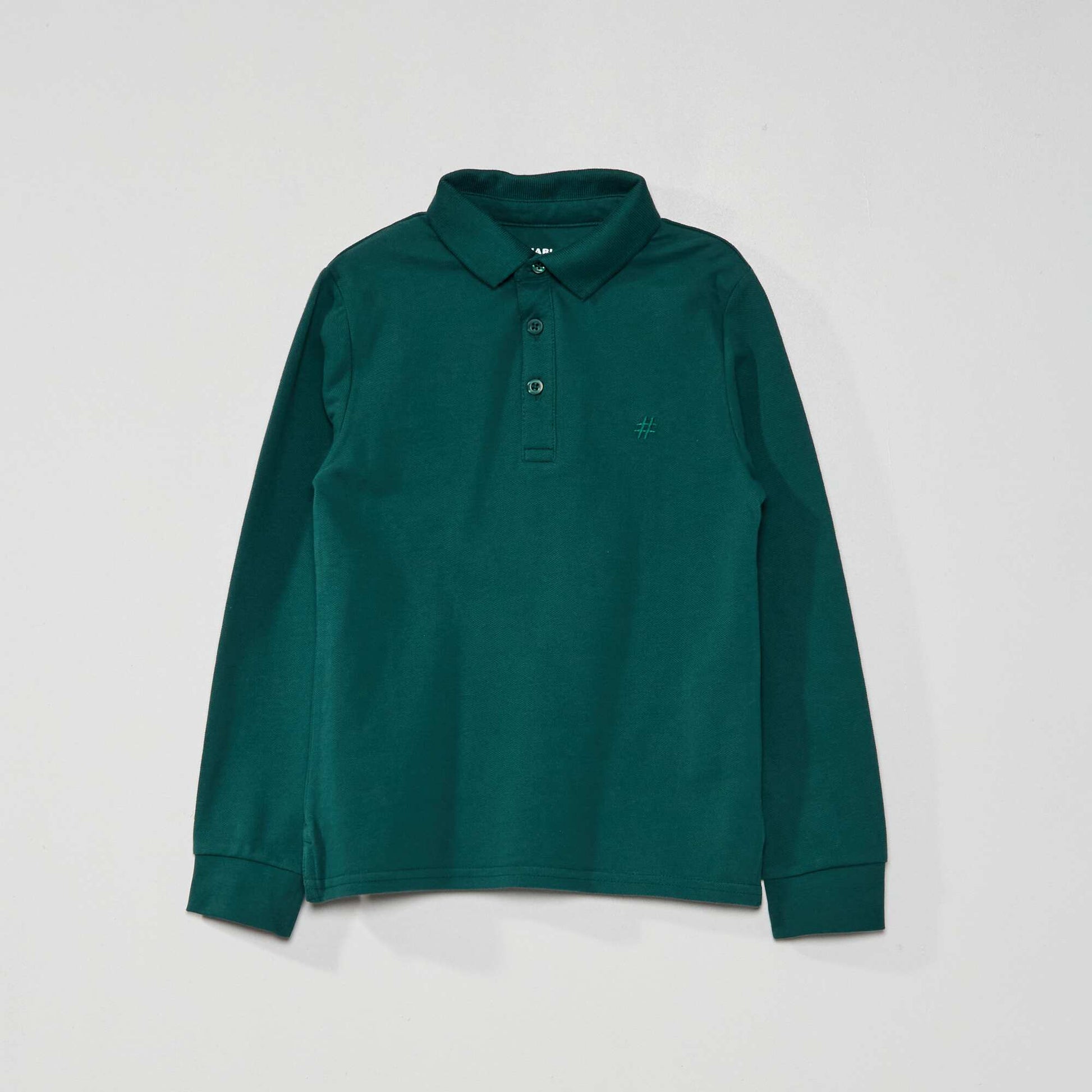 Polo en piqu de coton vert gris