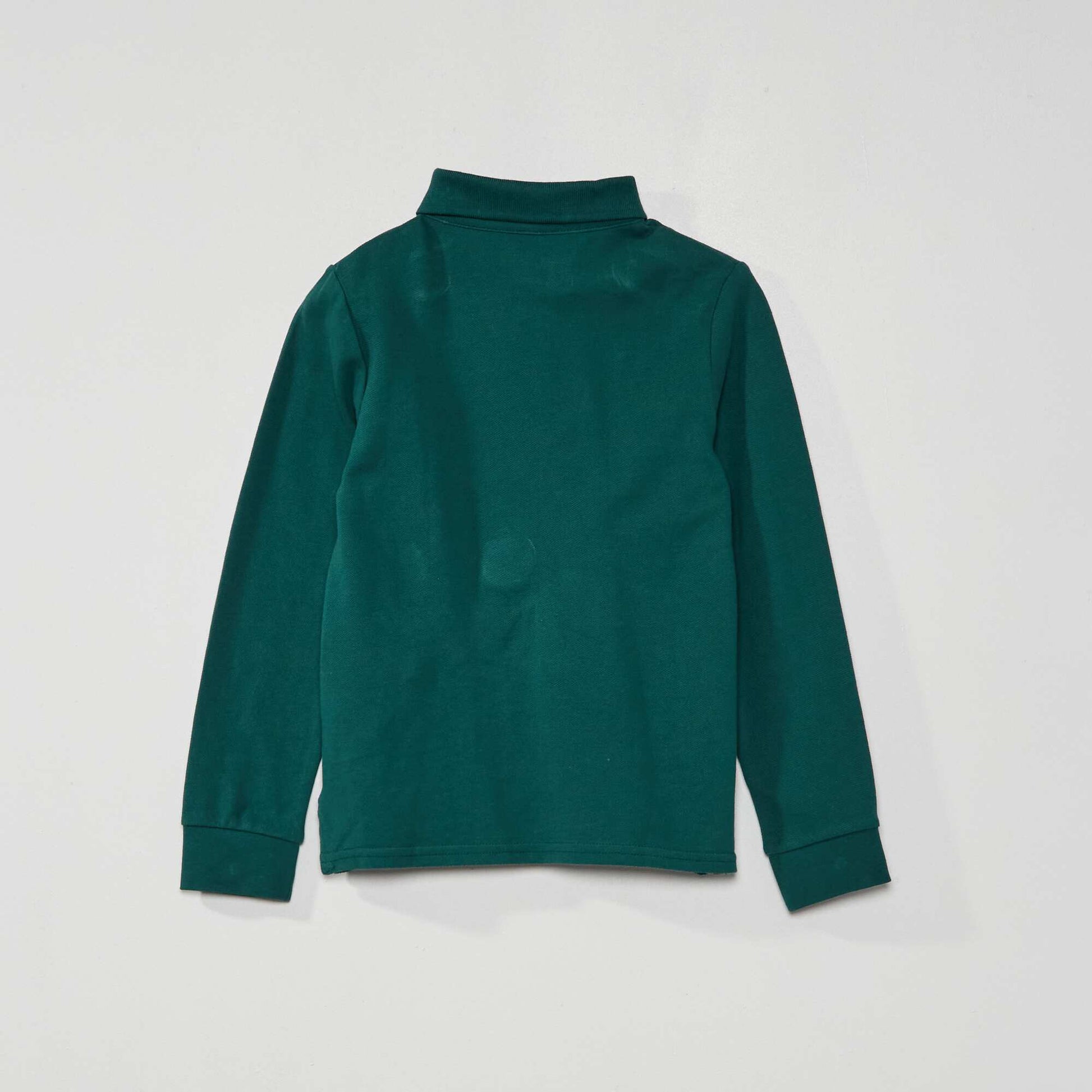 Polo en piqu de coton vert gris