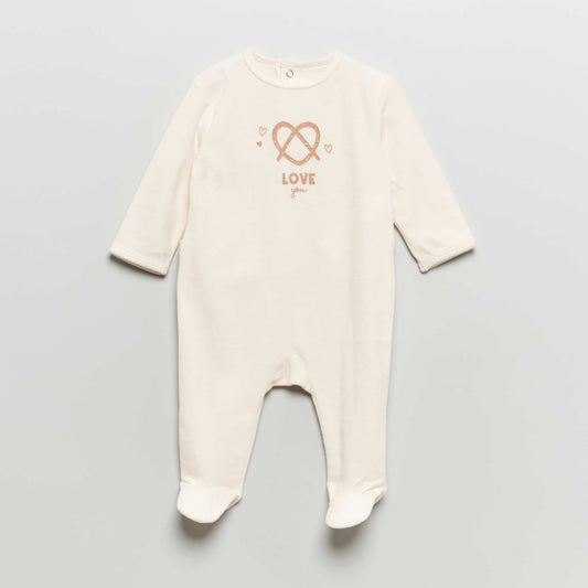 Pyjama en velours message imprimé Blanc
