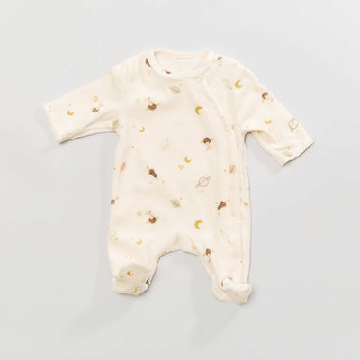 Pyjama en velours imprim 'espace' Blanc/Jaune