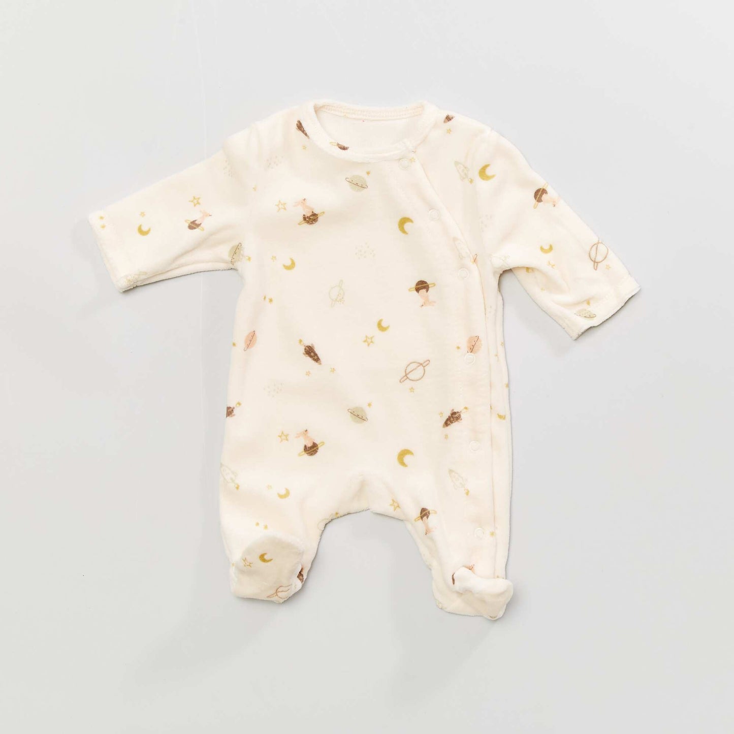 Pyjama en velours imprim 'espace' Blanc/Jaune