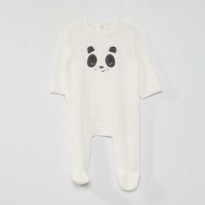Pyjama en velours Blanc 'panda'
