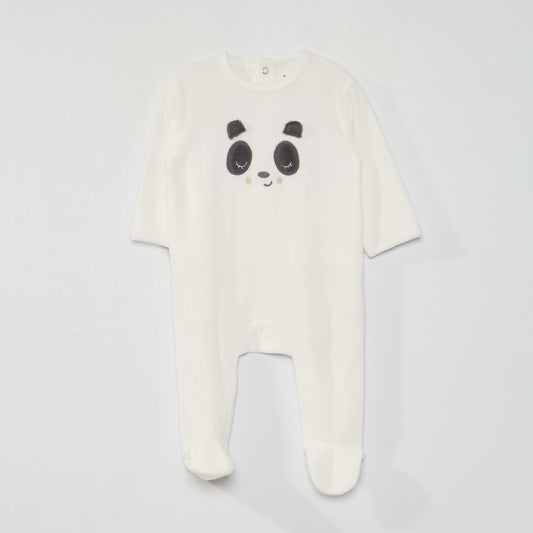 Pyjama en velours Blanc 'panda'