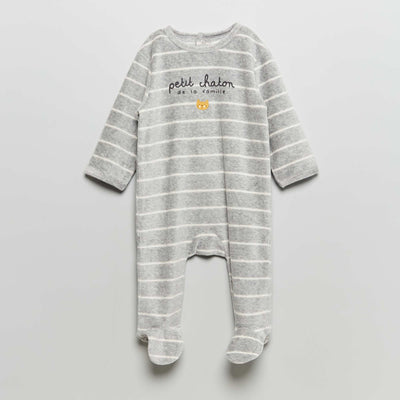 Pyjama en velours Gris 'petit chaton'