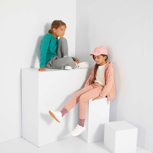 Jogging molletonn e taille lastiqu e Vieux rose