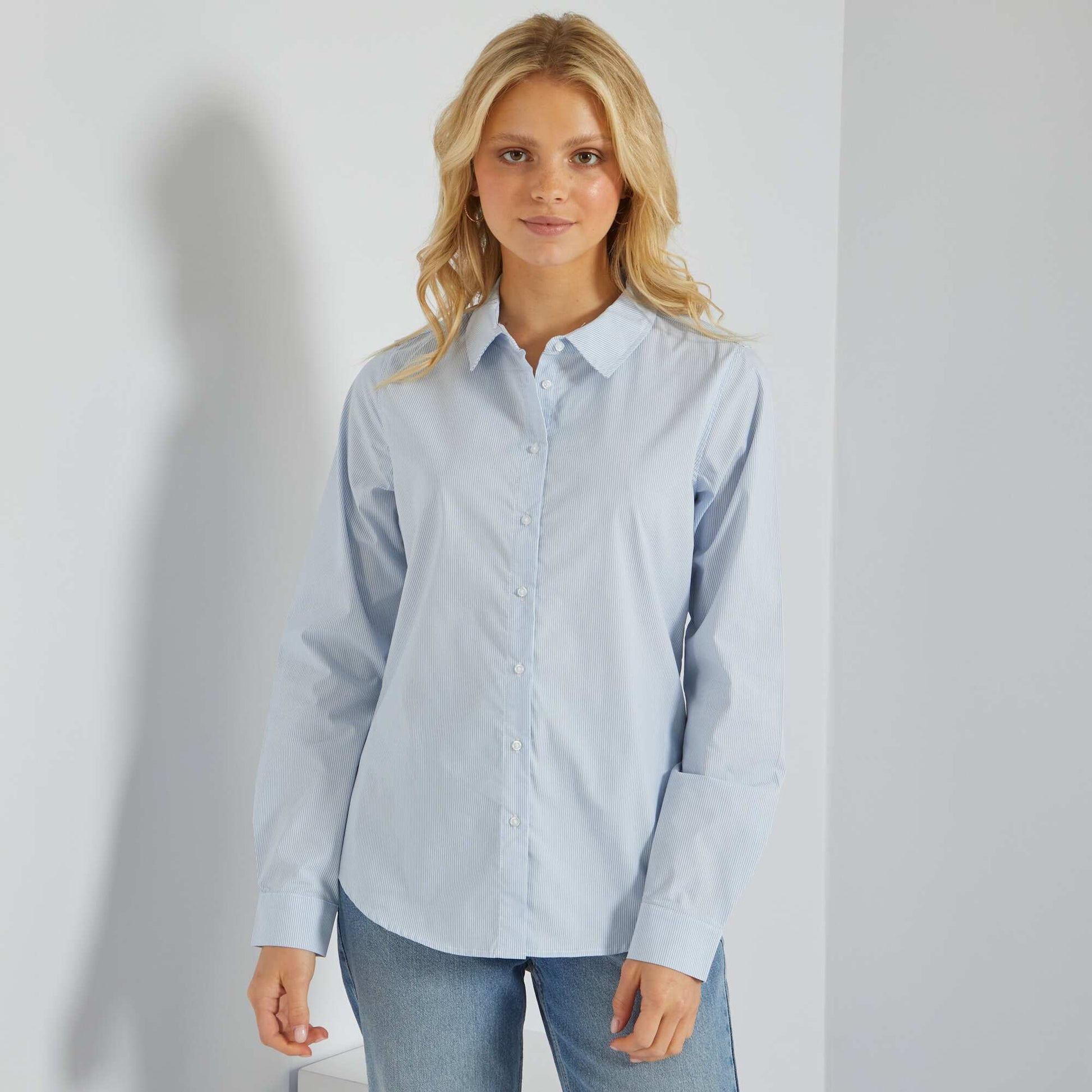 Chemise fitt e col italien Bleu ray