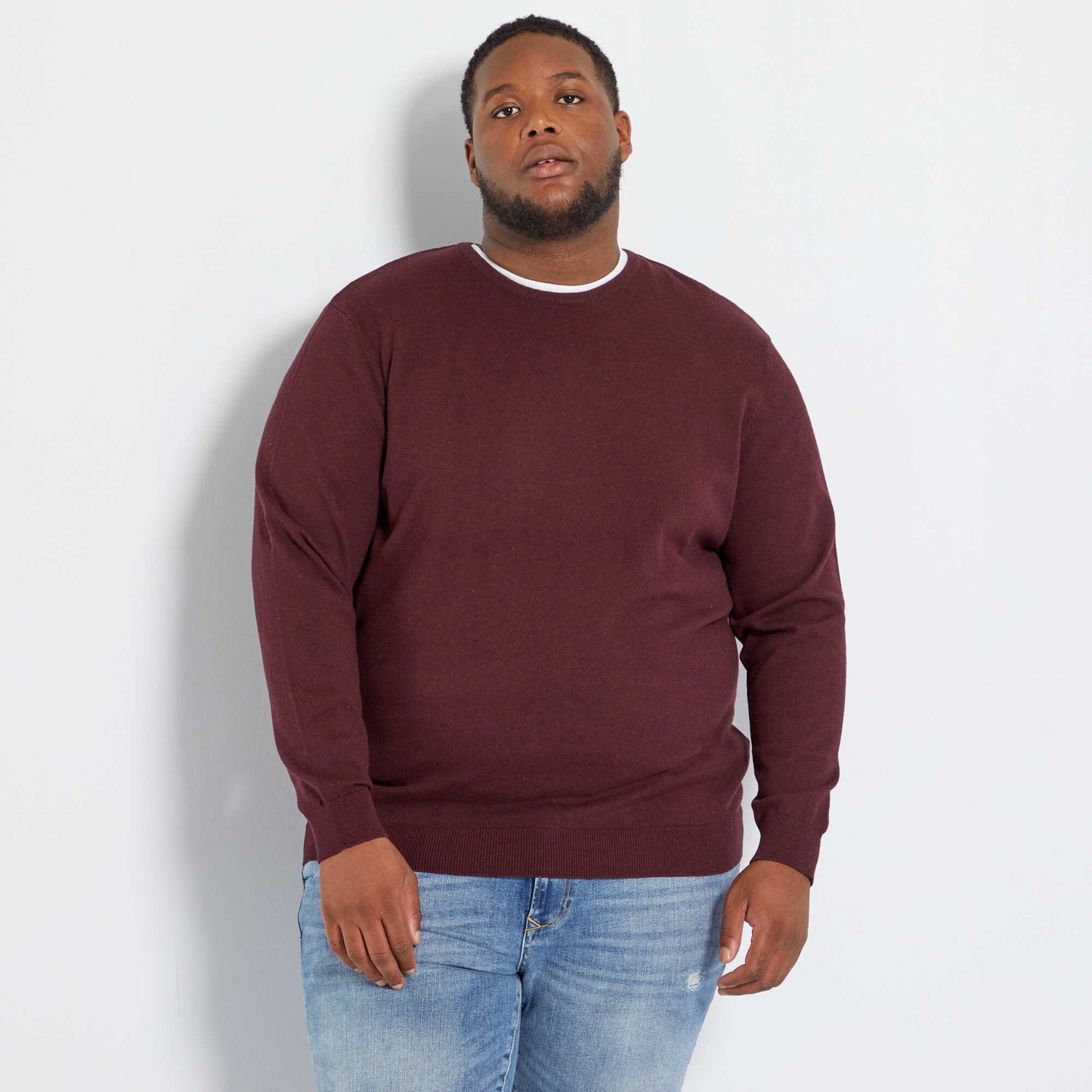 Pull en maille jersey fine jauge Bordeaux