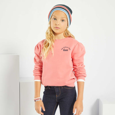 Sweat col rond molletonn Rose